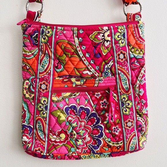 Vera Bradley Handbags - VERA BRADLEY Pink Red Blue Floral Paisley Crossbody Bag Quilted Purse